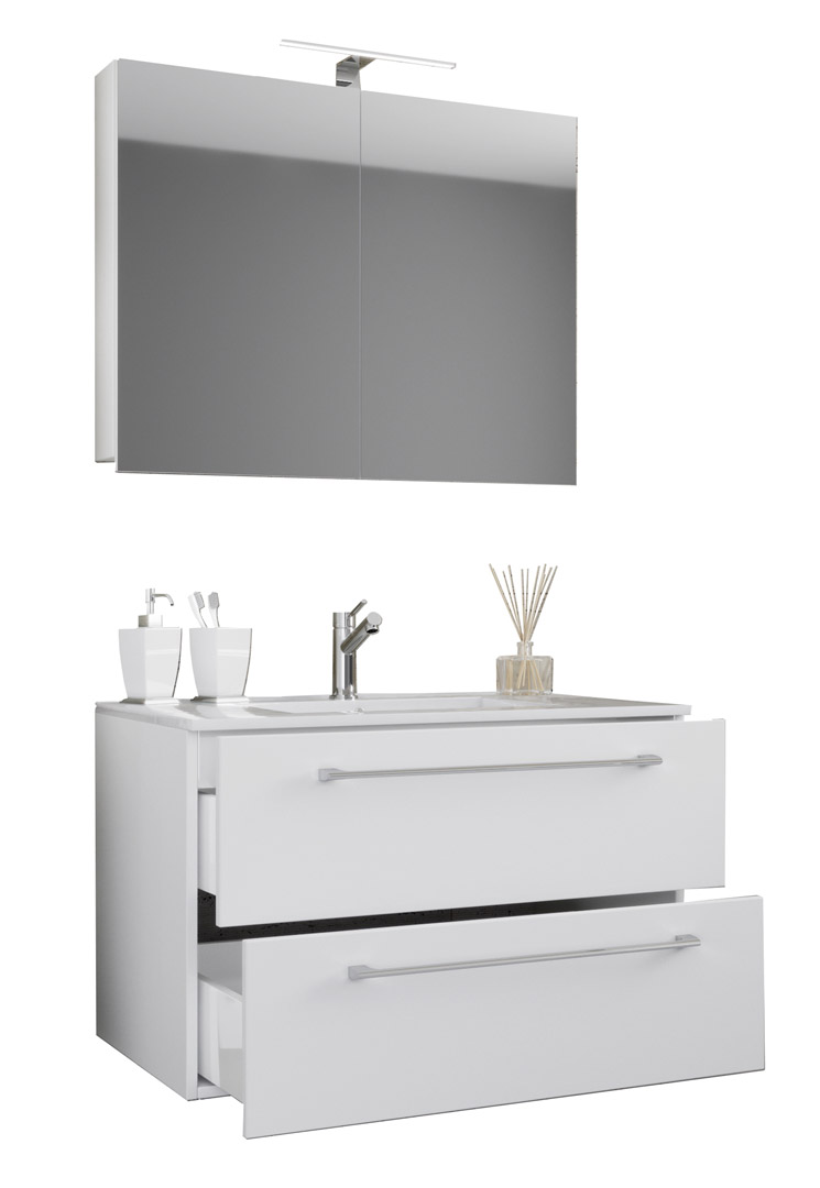 Badinos badmiljø spejlskab 80 cm hvid billede