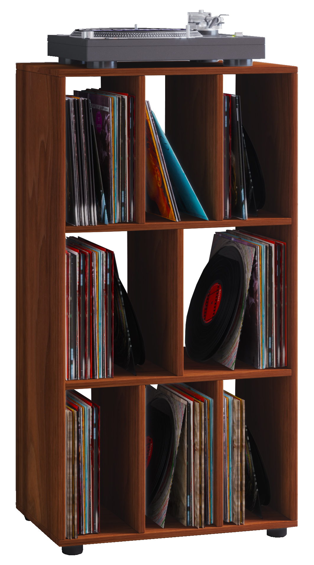 Schaltino reol, retro til LP plader 8 rum, valnød dekor billede