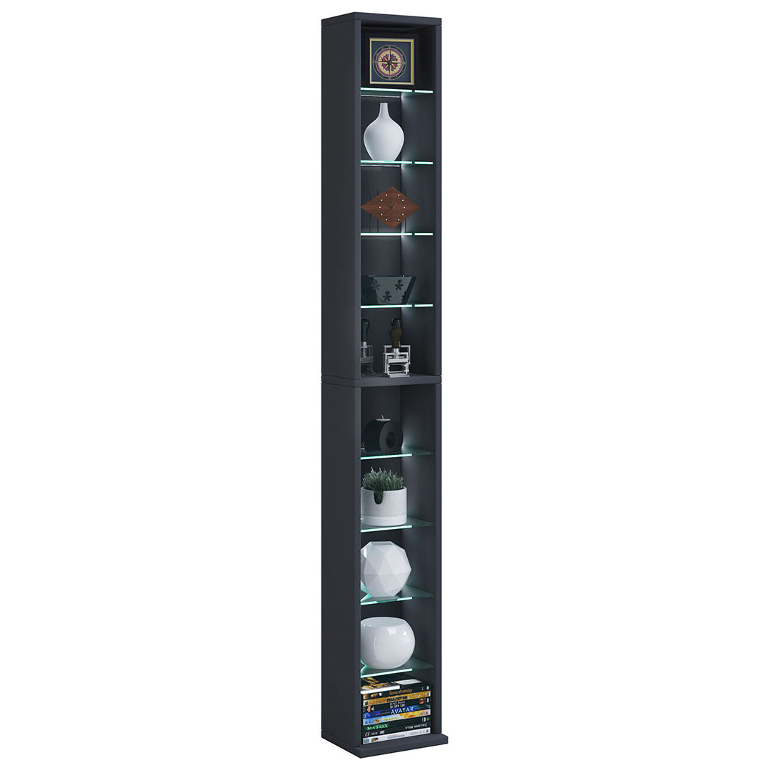 Rasato XL reol, med 8 glashylder, sort billede