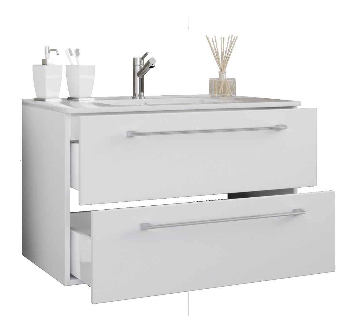 Badinos vaskeskab 80 cm, 2 skuffer hvid billede