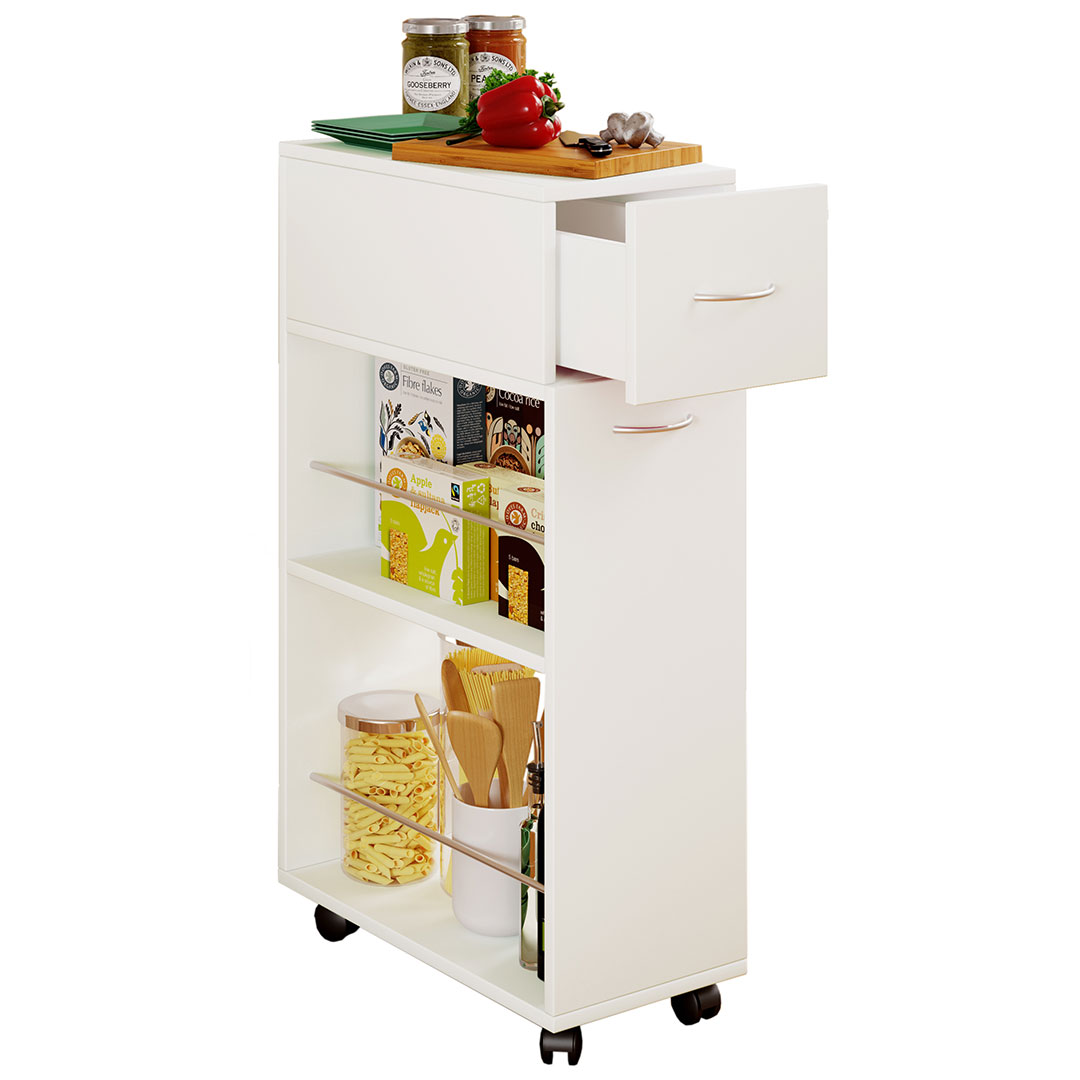 Nichevogn "Tusal" Med Skuffe, 85x25x50 cm, hvid