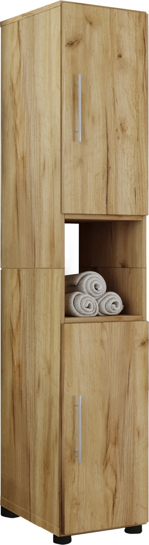 Flandu højskab badeværelse høj med 2 låger honning eg dekor billede