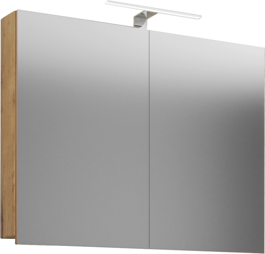 VCB1 spejlskab badeværelse 80 cm inkl. lys honning eg dekor billede