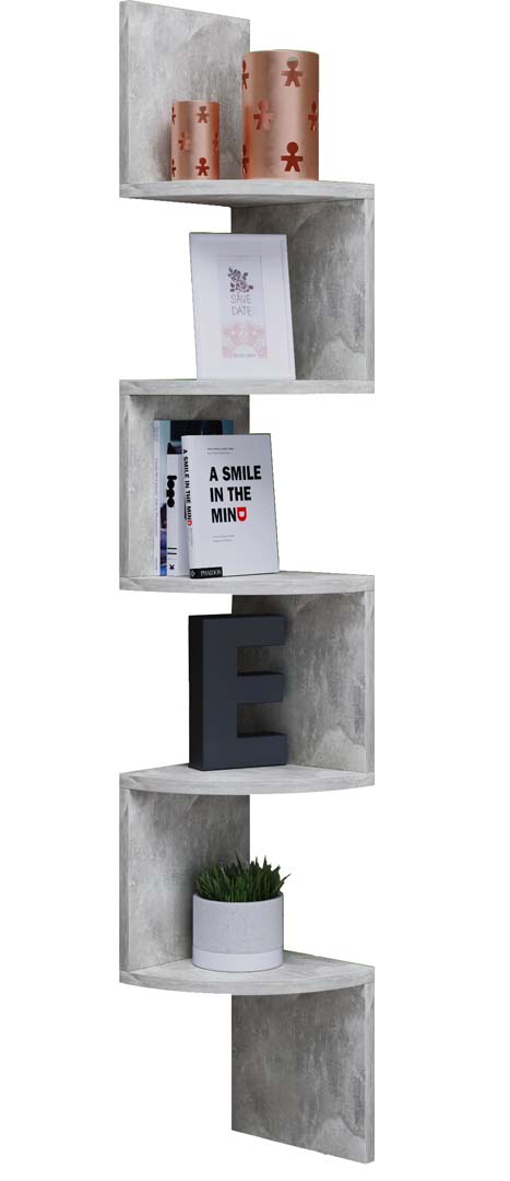 Mintis vægreol hjørne 5 hylder beton dekor