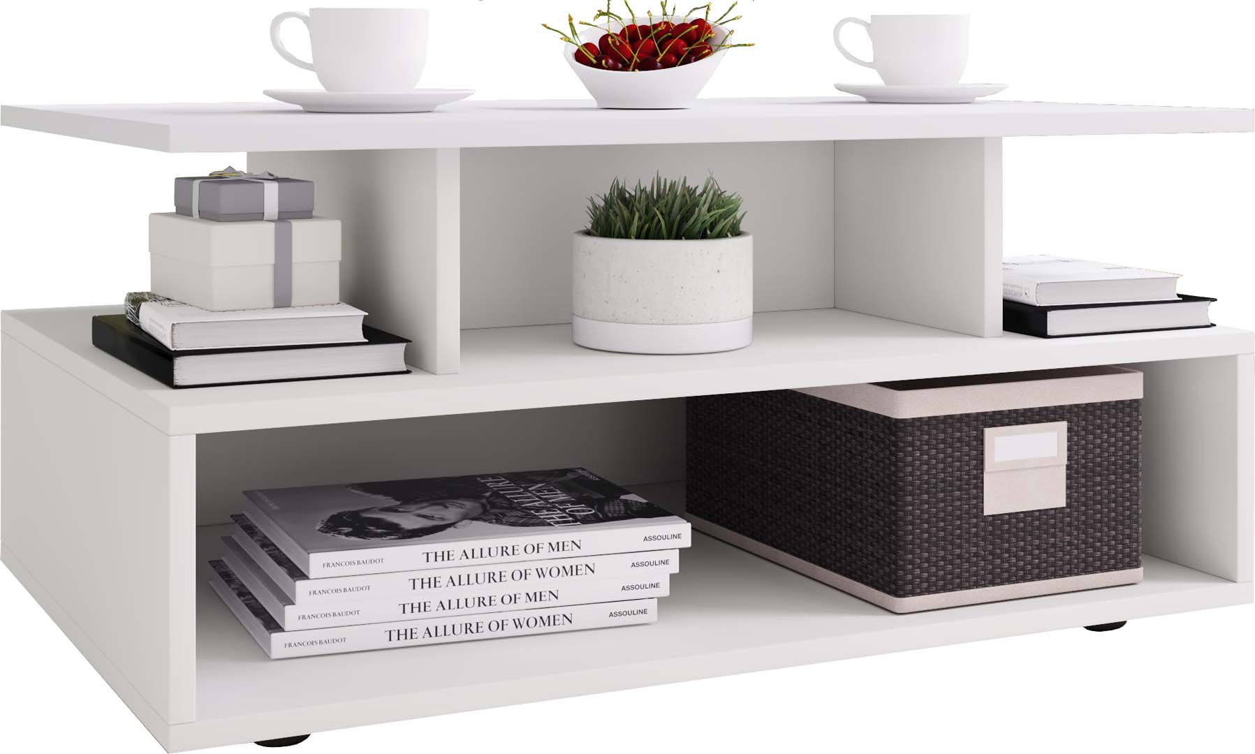 Esila sofabord 4 hylder hvid