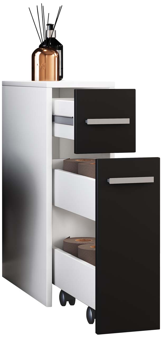 Zalo højskab badeværelse hvid, sort