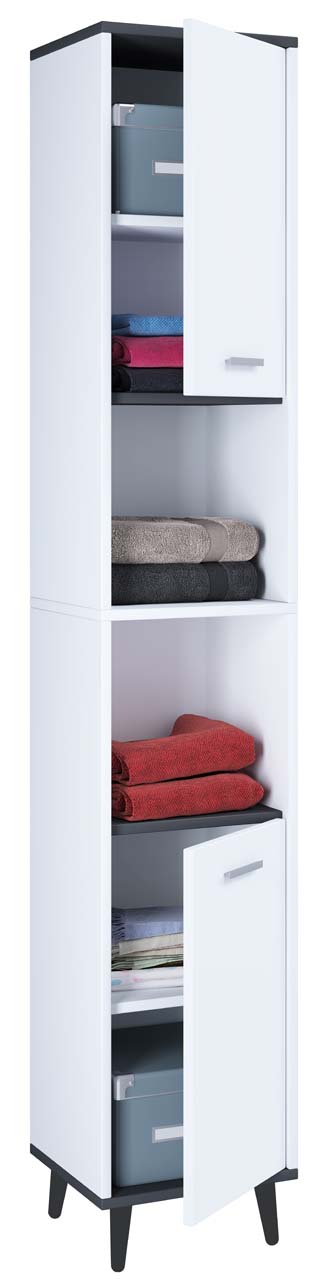 Landos højskab badeværelse hvid, antracit billede