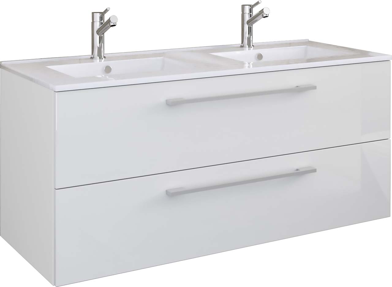 Budasi vaskeskab dobbelt håndvask hvid