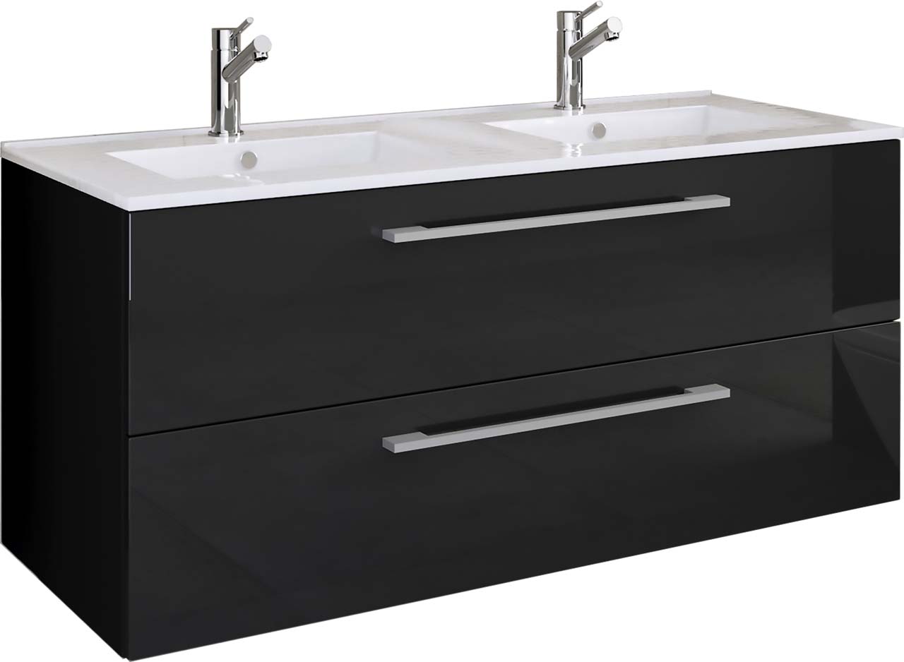 Budasi vaskeskab dobbelt håndvask sort