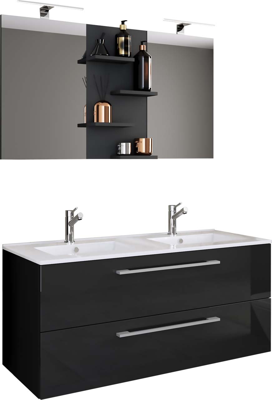 BudasiS badmiljø dobbelt håndvask sort