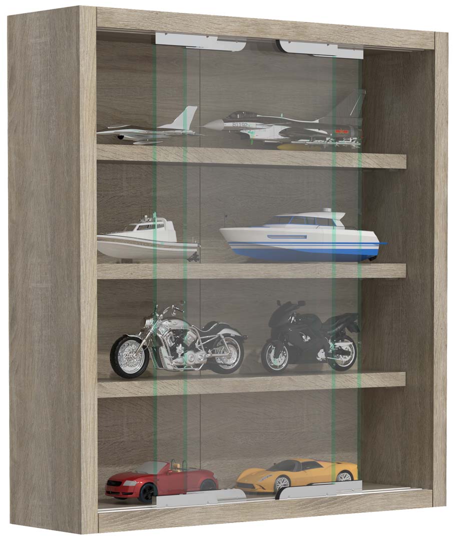 VCM NORDIC Agisa S vægskab, m. 2 skydelåger og 3 hylder - glas og natur træ