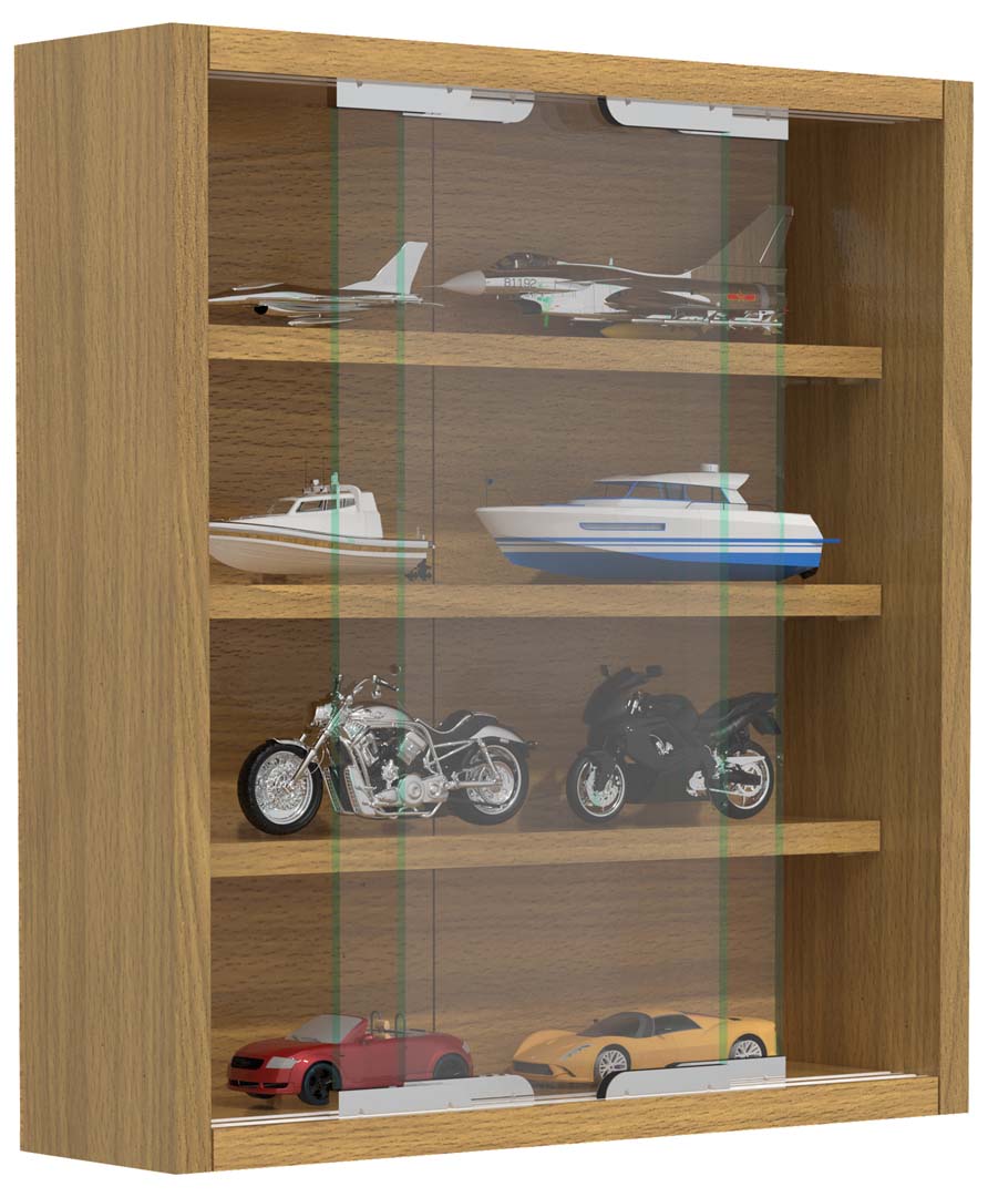 VCM NORDIC Agisa S vægskab, m. 2 skydelåger og 3 hylder - glas og natur træ