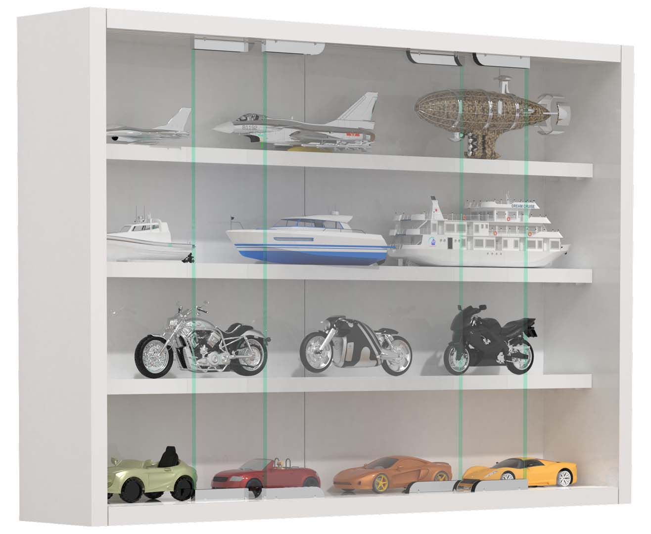 VCM NORDIC Agisa M vægskab, m. 2 skydelåger og 3 hylder - glas og hvid træ