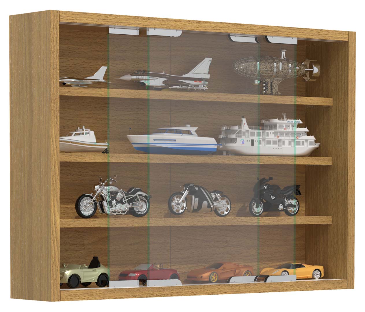 VCM NORDIC Agisa M vægskab, m. 2 skydelåger og 3 hylder - glas og natur træ