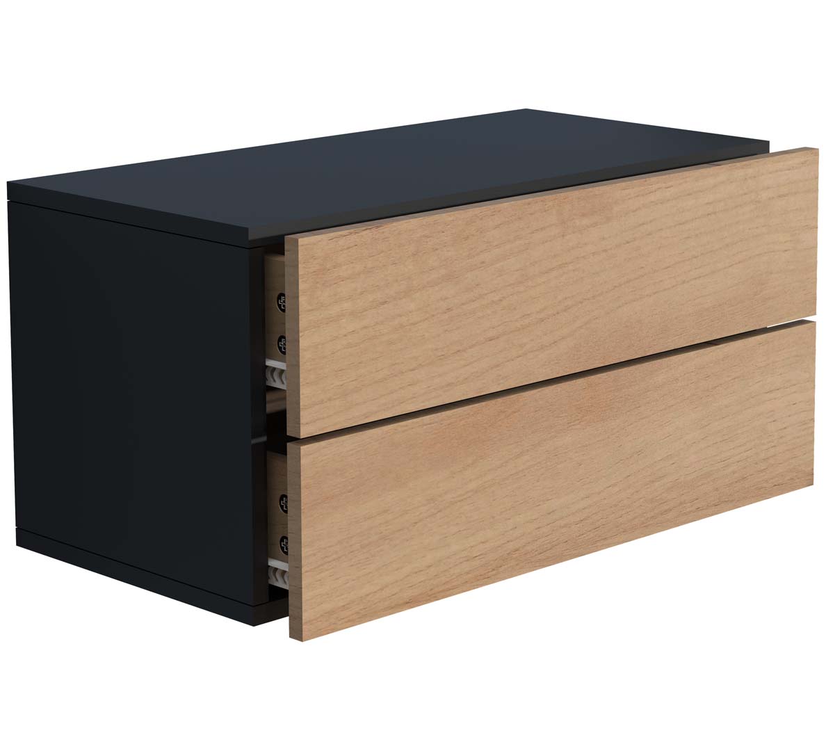 UsalL60 natbord væghængt 2 skuffer sort, egetræ dekor billede