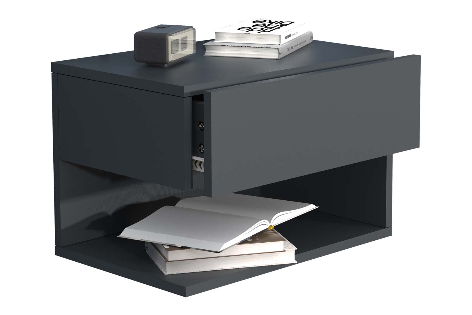 Vægbord / natbord / sengebord, 30x45x32 cm, antracit grå