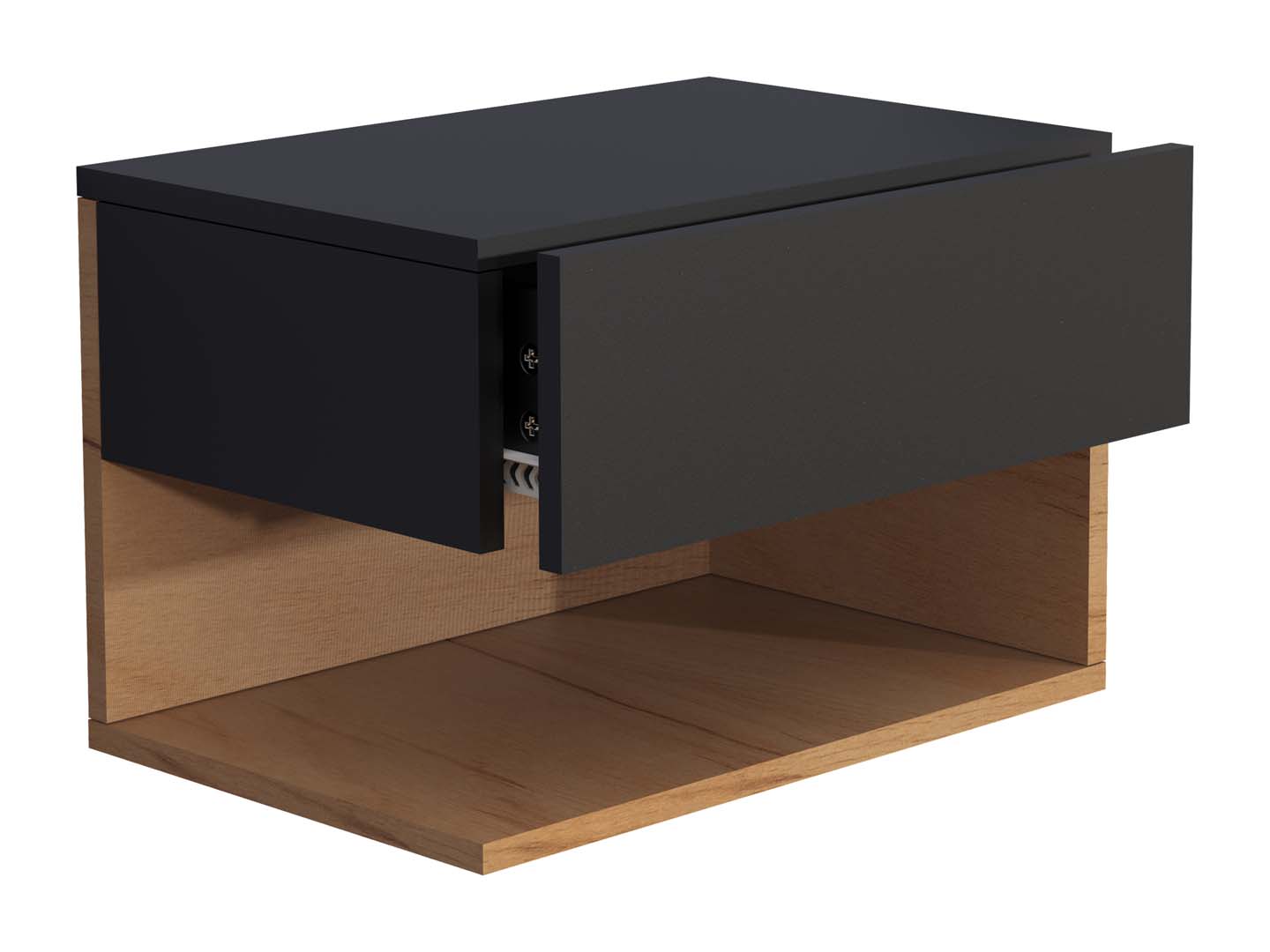 UsalXL45 natbord væghængt 1 skuffe 1 hylde sort, egetræ dekor