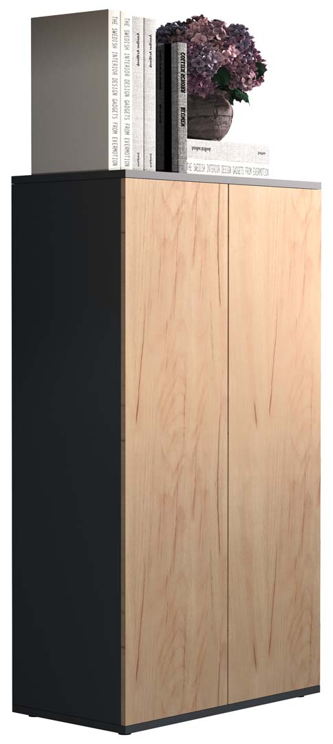 Dalosa3 skænk 2 låger antracit, egetræ dekor