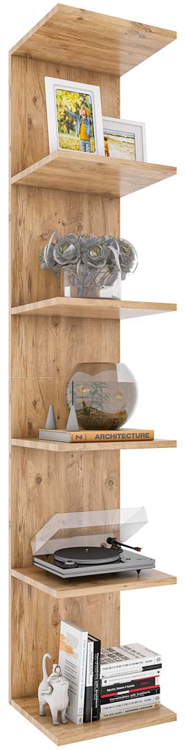 Lazas reol væghængt 5 hylder egetræ dekor billede