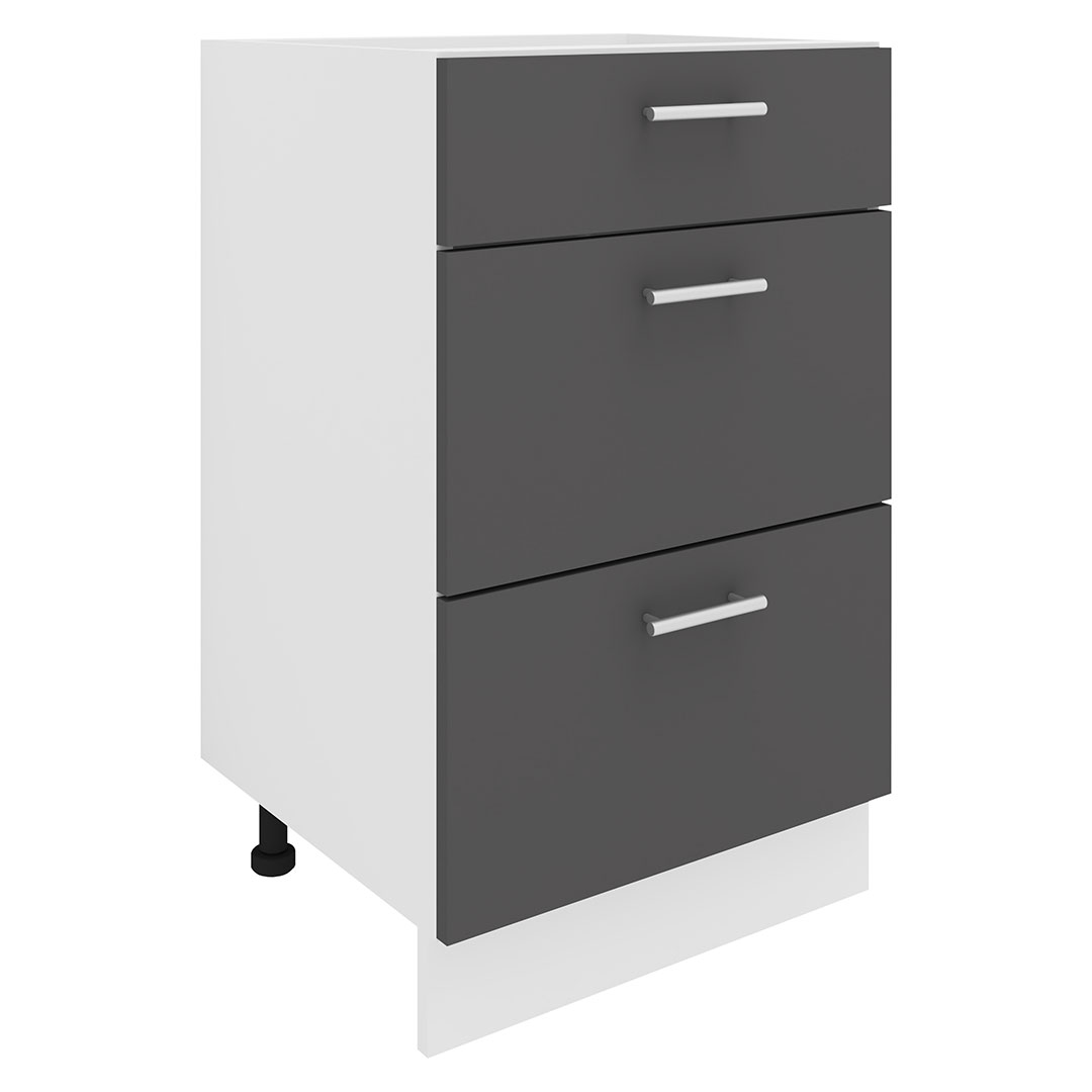 Esilo underskab køkken 50 cm 3 skuffer hvid, grå billede