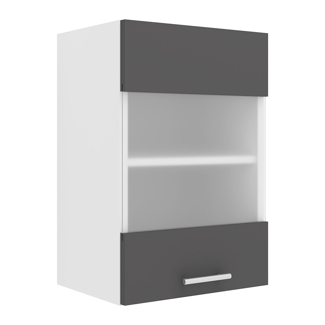 VCM NORDIC Esilo 1 køkken vægskab, m. 1 glaslåge og 1 hylde - hvid og antracitgrå træ