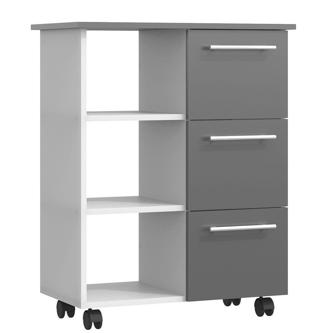 Esilo køkkenmodul på hjul hvid, grå billede