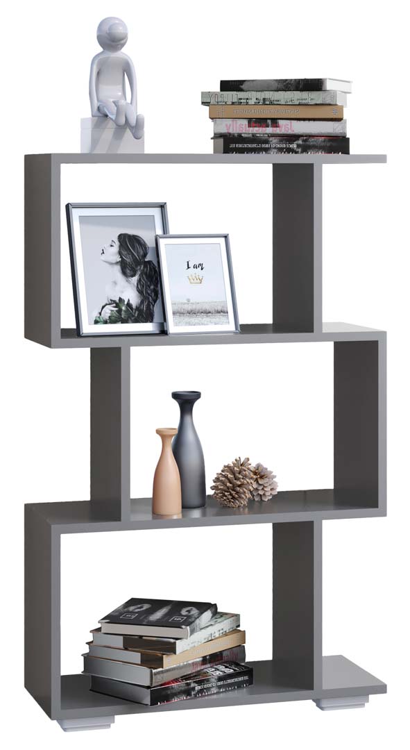 VCM NORDIC Palusa M reol, m. 3 rum - antracitgrå træ(H:97,4cm x60cm x 23,8cm)