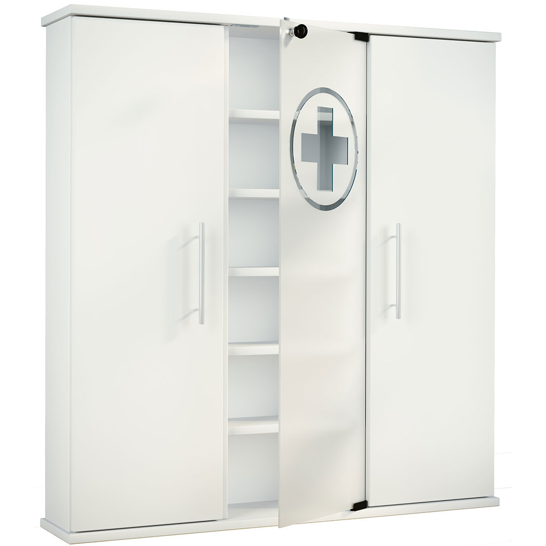 Santila badskab 3 låger hvid