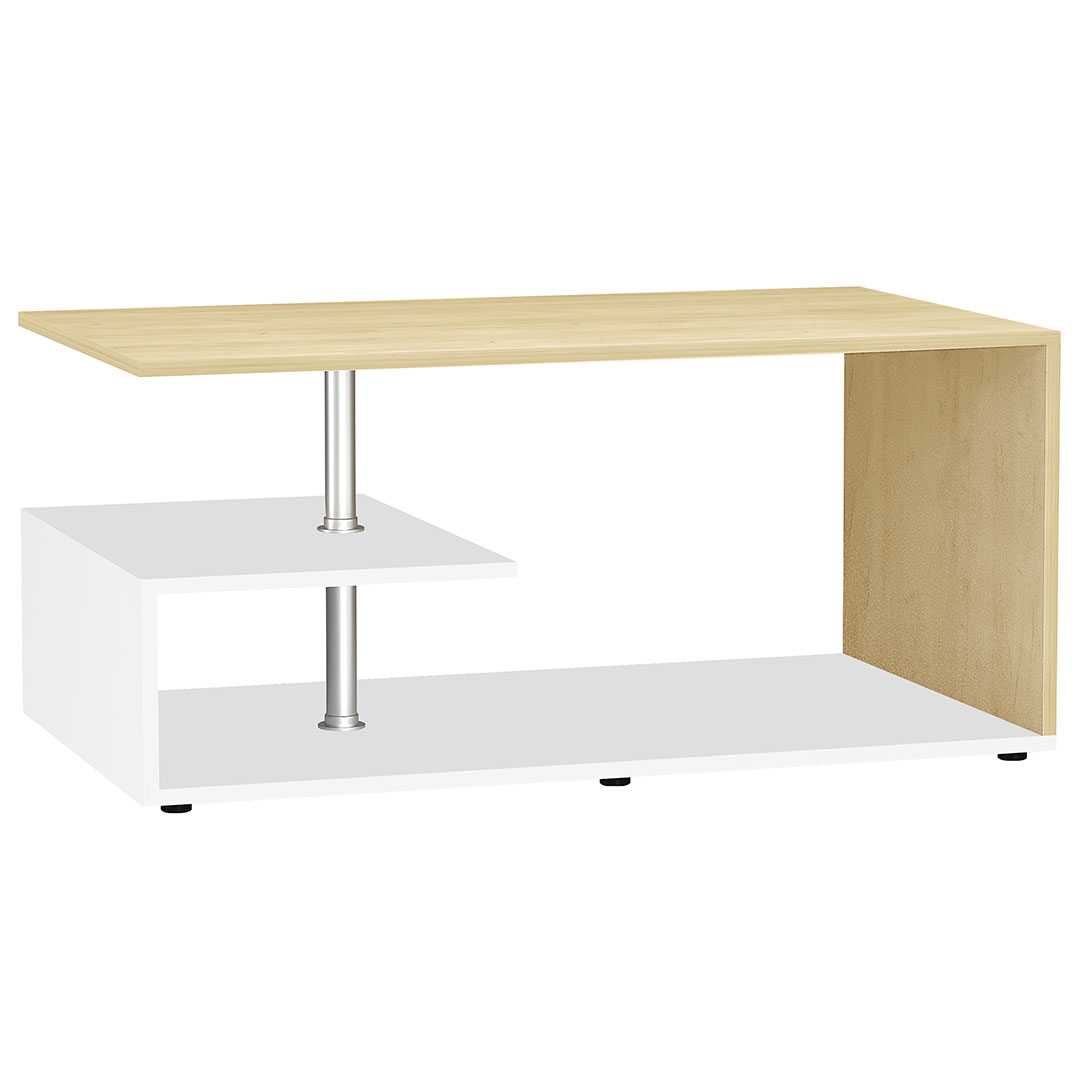 VCM NORDIC Maliso M sofabord, m. 1 hylde - natur/hvid træ (91x53)