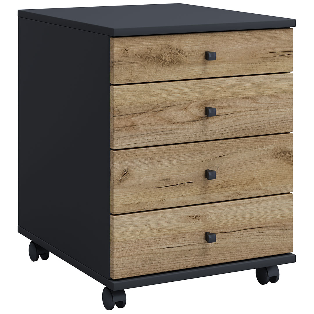 LonaMini skuffekassette 4 skuffer antracit, eg dekor