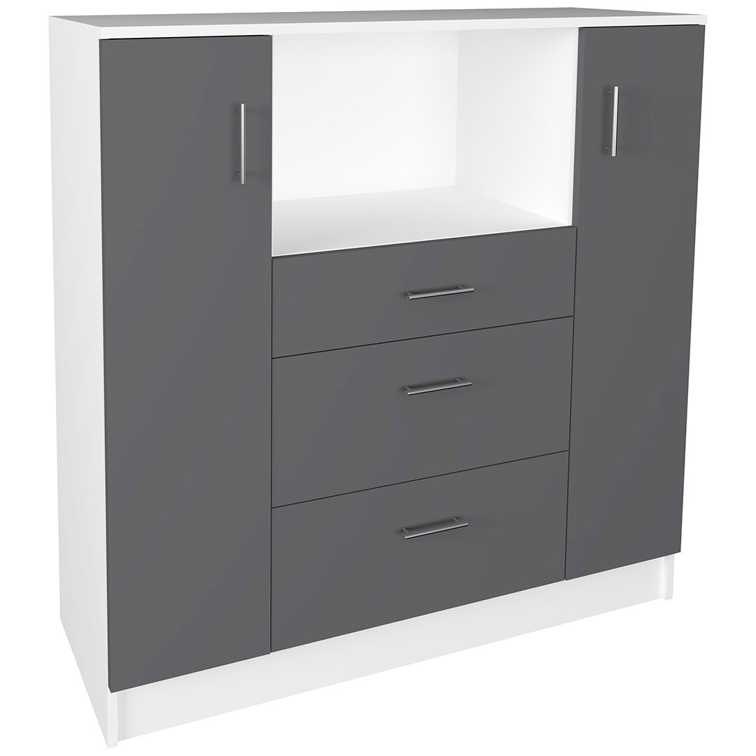 Esilo hylder, reoler køkken skab 2 låger, 2 skuffer, 1 hylde antracit grå, hvid