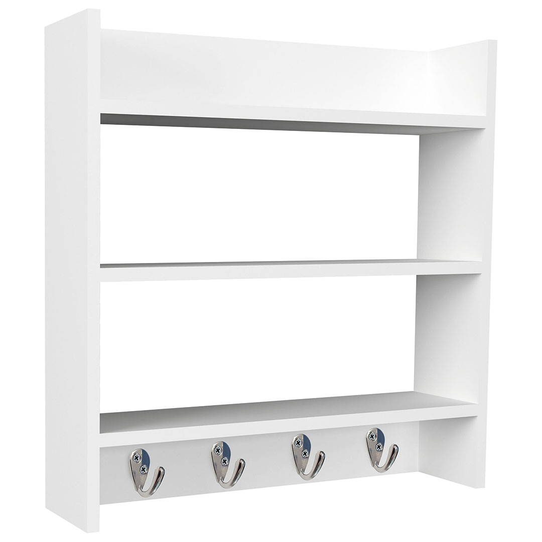 Esilo hylder, reoler køkken 60 cm 3 hylder, 4 knager hvid