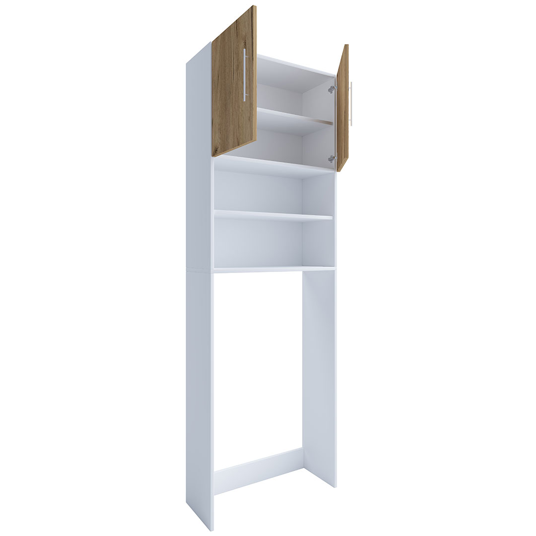 Jutas klædeskab skab vaskemaskine 2 låger hvid, eg dekor