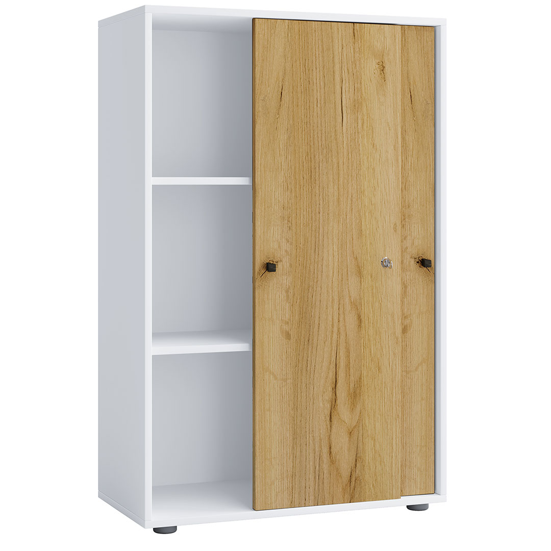 LonaXLST kontorskab 2 låger hvid, eg dekor