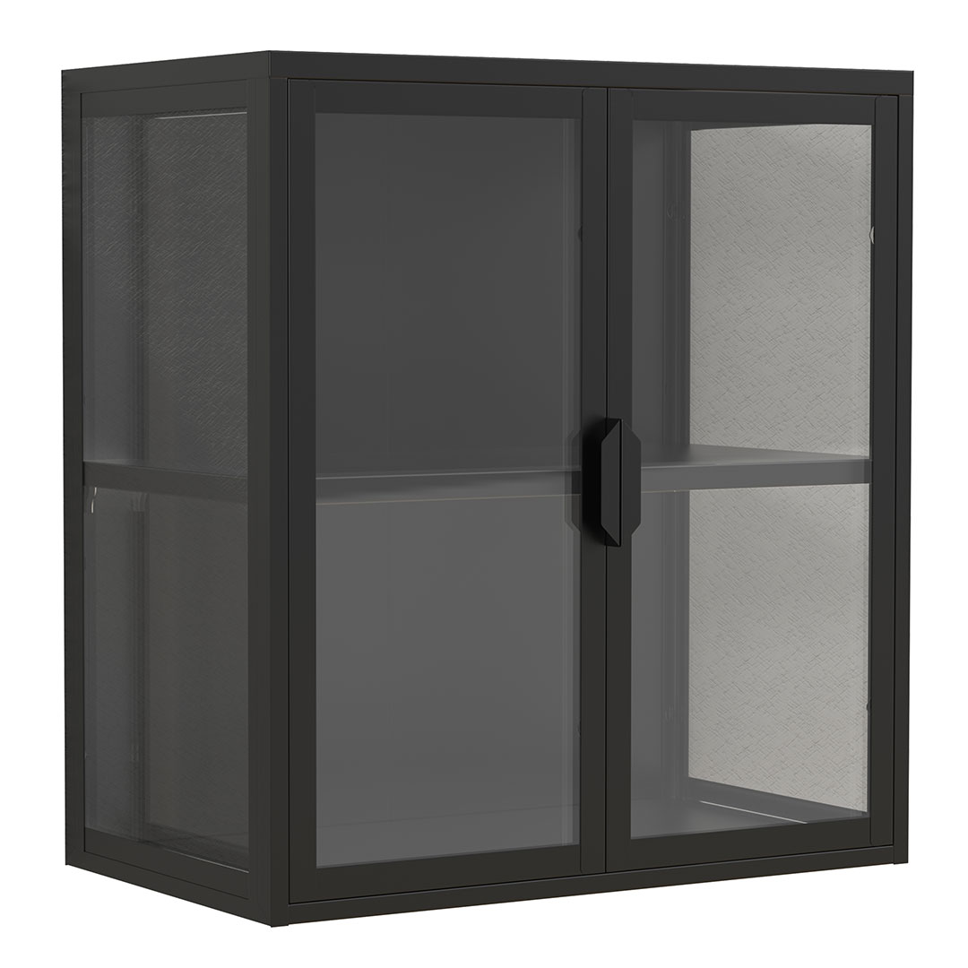 FlokasVS vitrineskab væghængt 2 låger sort billede