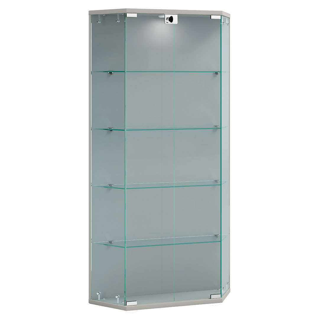 BenilaL vitrineskab væghængt 2 låger sølvfarvet