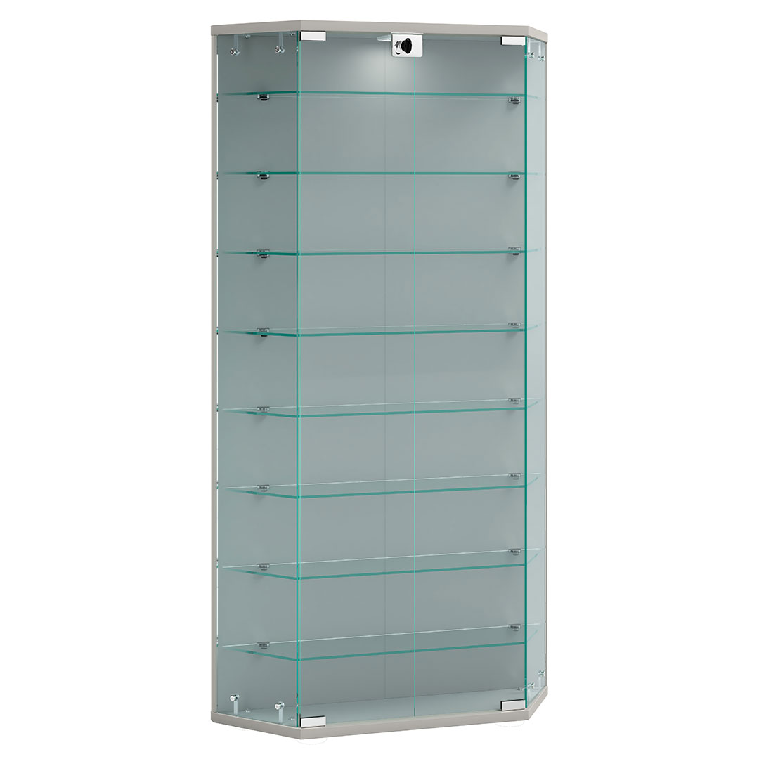 BenilaXL vitrineskab væghængt 2 låger sølvfarvet