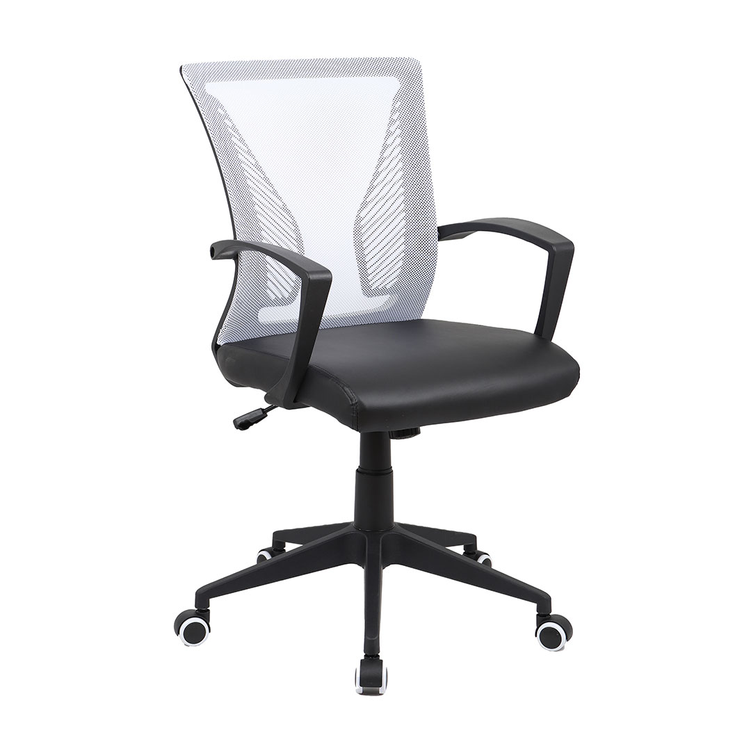 OffiloPU kontorstol med armlæn sort hvid