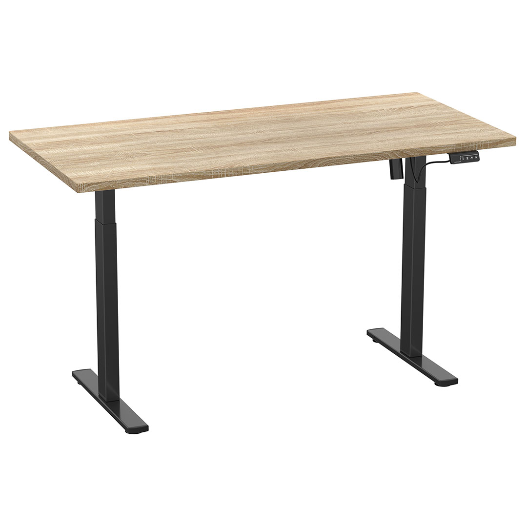 LonaE skrivebord elektrisk hæve sænke funktion 160x80x71-120cm eg dekor, sort