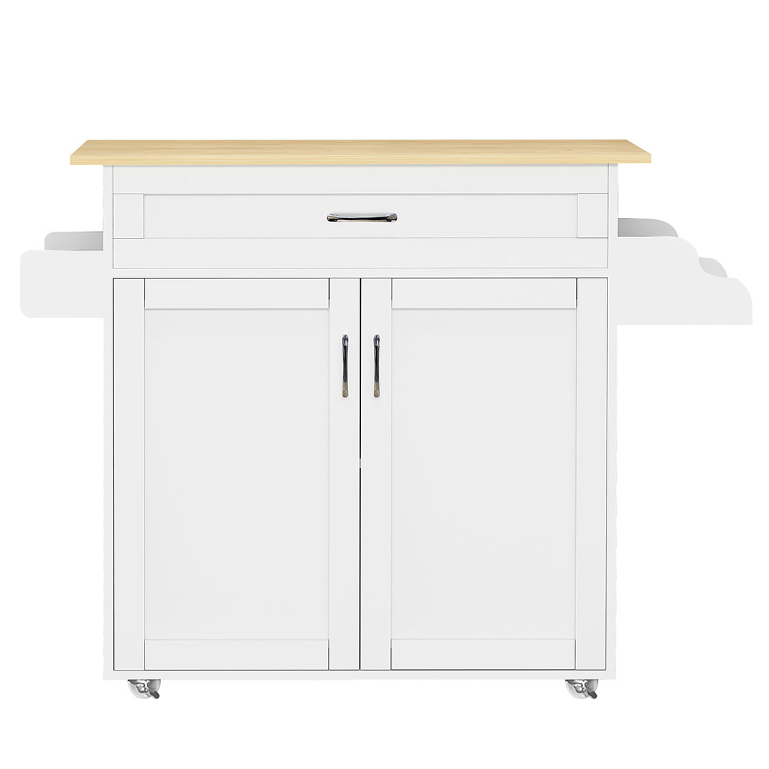 Pastano køkkenmodul på hjul 2 låger, 1 skuffe hvid, eg dekor