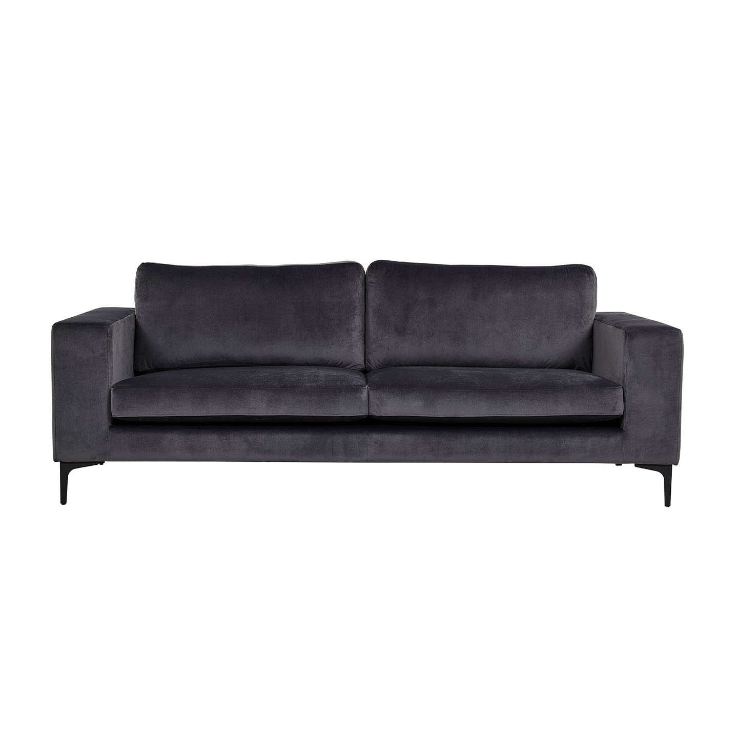 VENTURE DESIGN Bolero 3 pers. sofa - mørkegrå velour og sort metal