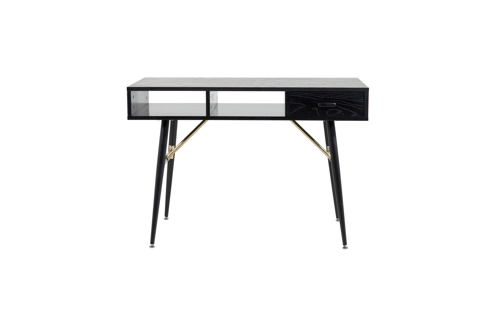 GoldDesk skrivebord med hylde og skuffe 110x60 cm sort