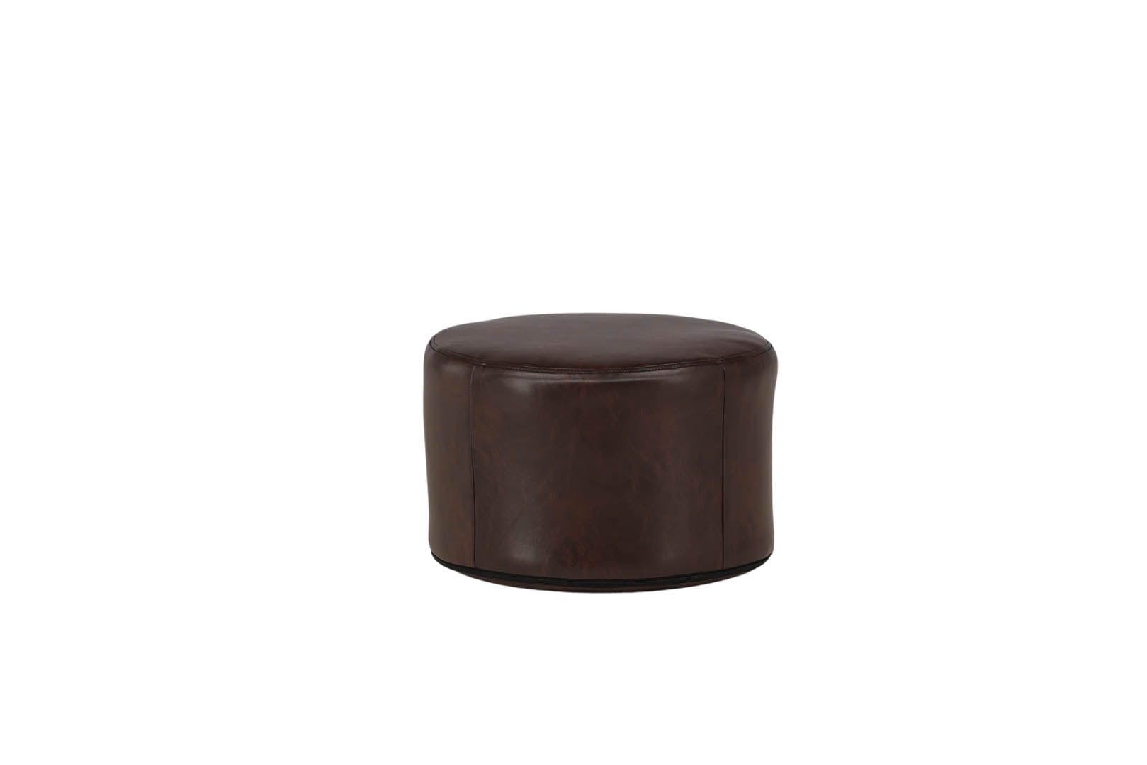 Eastport puf, fodskammel Ø41cm PU kunstlæder brun