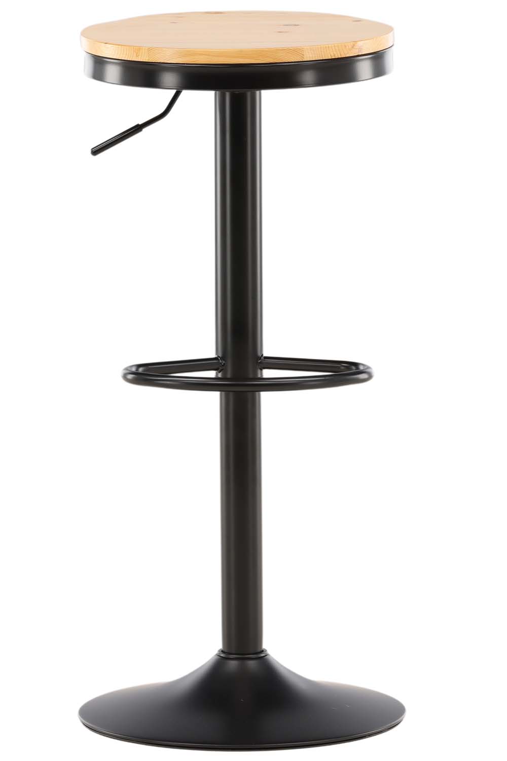 VENTURE DESIGN Conway barstol, højdejusterbar, m. fodstøtte - natur MDF og sort stål