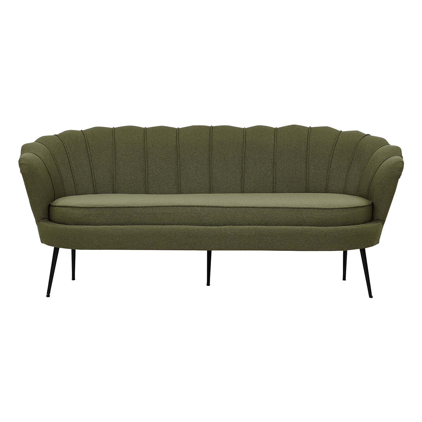 VENTURE DESIGN Calais 3 personers sofa - grøn polyester og sort metal