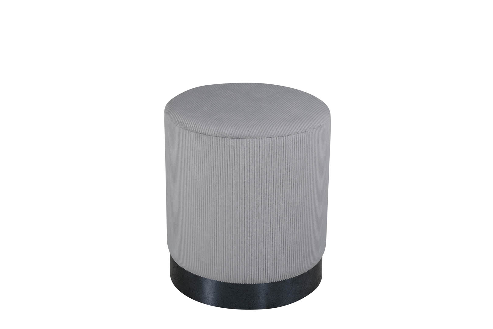 Benji puf, fodskammel Ø35cm fløjl sort, grå billede