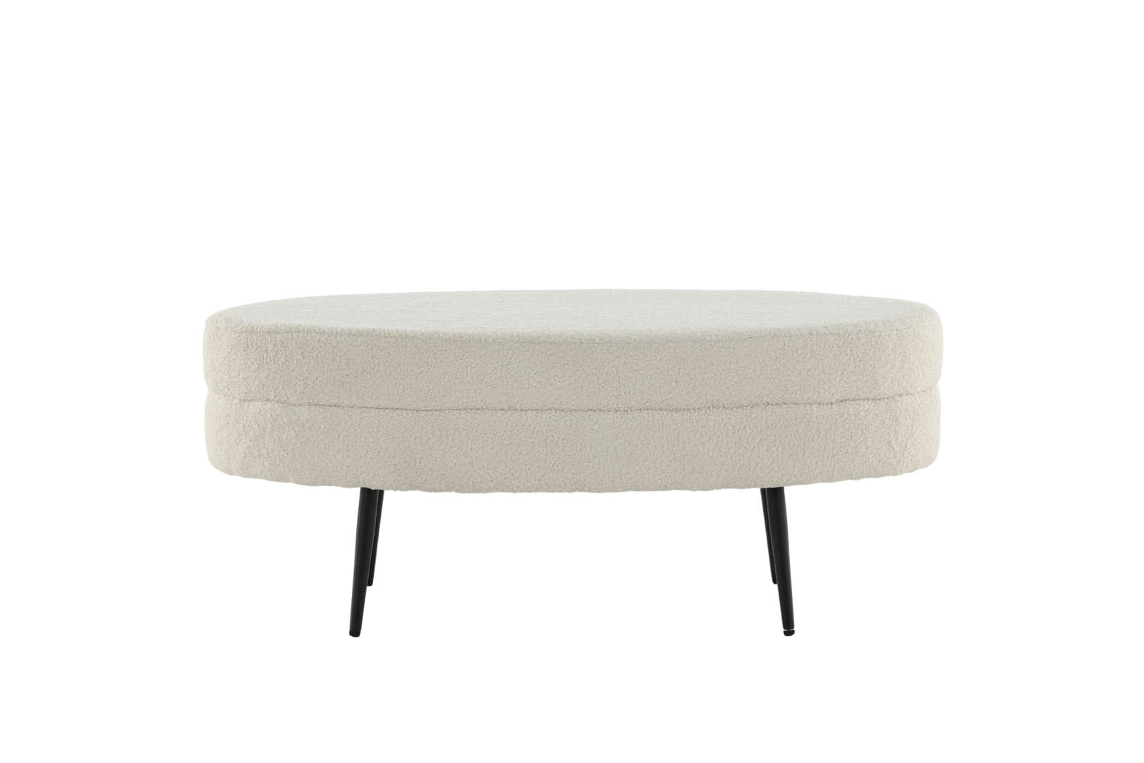 VENTURE DESIGN Otto puf, oval - hvid bamsestof polyester og sort stål (100x40)