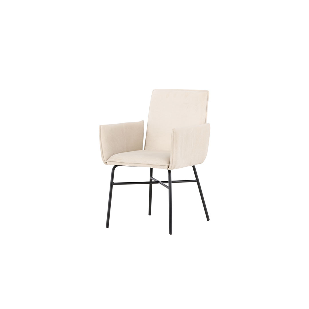 Petra spisestuestol med armlæn velour beige billede