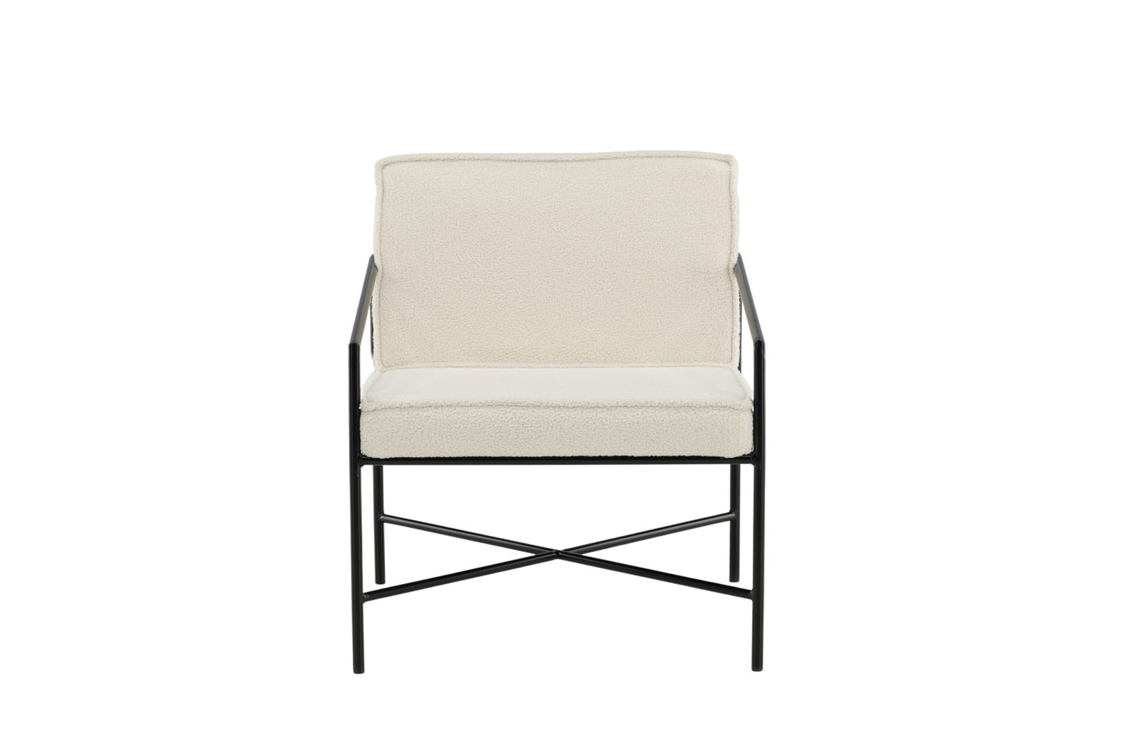 VENTURE DESIGN Rakel lænestol - hvid bamsestof polyester og sort stål