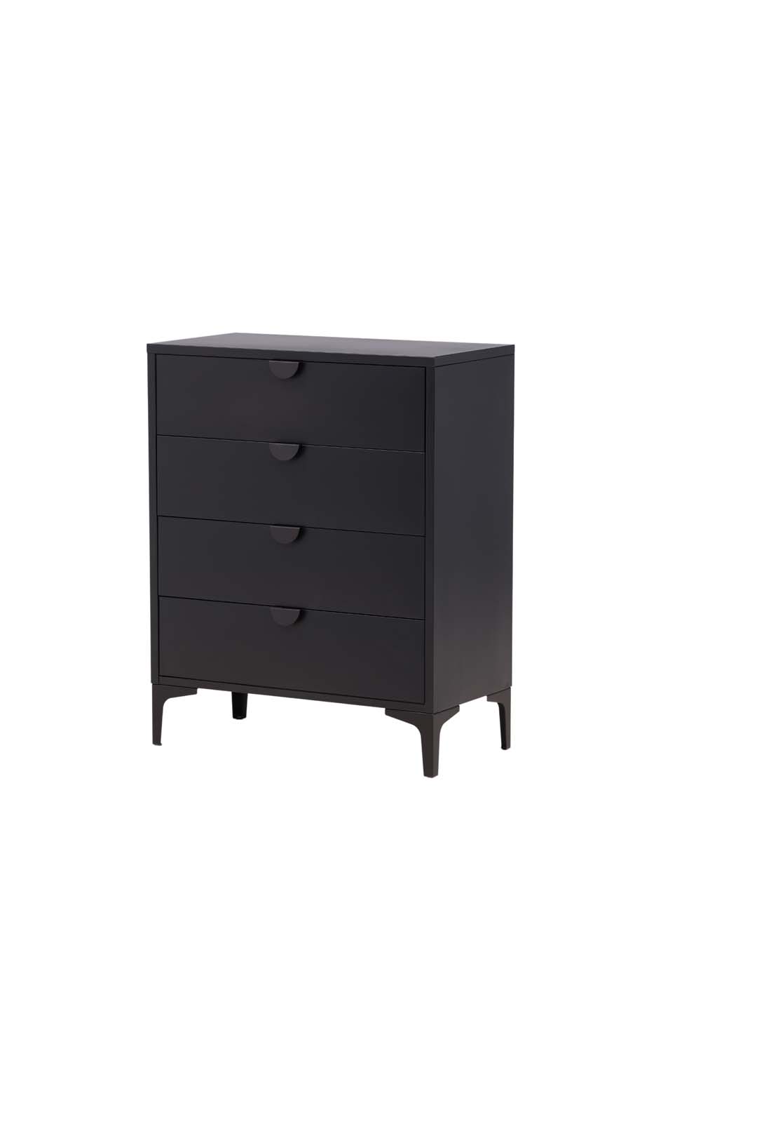 Piring kommode 4 skuffer sort